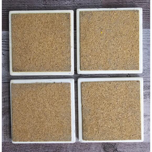 Set 4 FLOWER Square Coasters Absorbent Stone Floral Garden - Picture 2 of 3